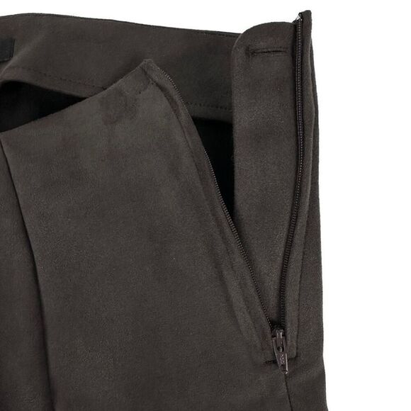 LOFT Chocolate Brown Faux Suede Stretch Side Zip Ankle Pants size 8 - Picture 7 of 10